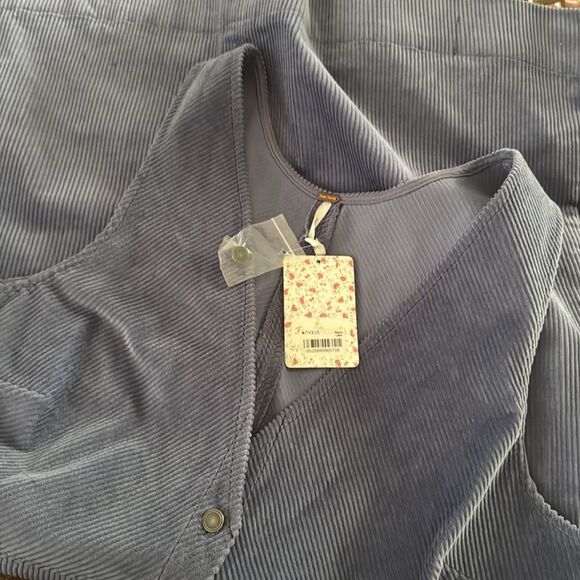 NWT - Free People Corduroy Rolling Thunder Pinafore Jumper Mini Dress - Large - Picture 3 of 3